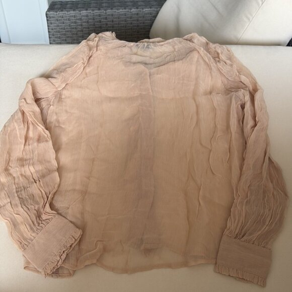 J Crew Ruffle button-up‎ shirt in crinkle chiffon Womens Size 4 - Picture 6 of 8